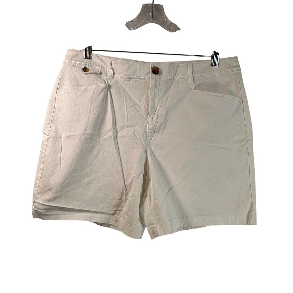 Charter Club Pant Shop Cream Cotton Stretch Bermuda Shorts Womens Size 16